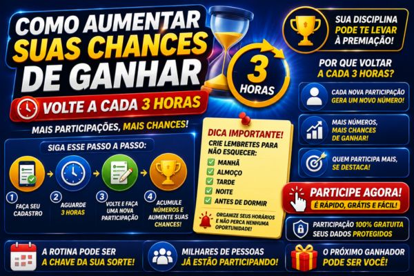 COMO AUMENTAR SUAS CHANCES DE GANHAR — VOLTE A CADA 3 HORAS